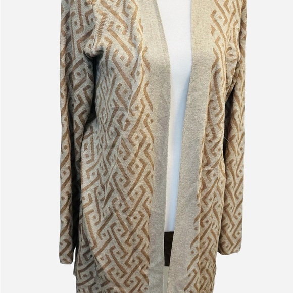 NWT Love Scarlett Long Open Cardigan Med Geometric AOP Boho Lagenlook MSRP $64 - Picture 2 of 5